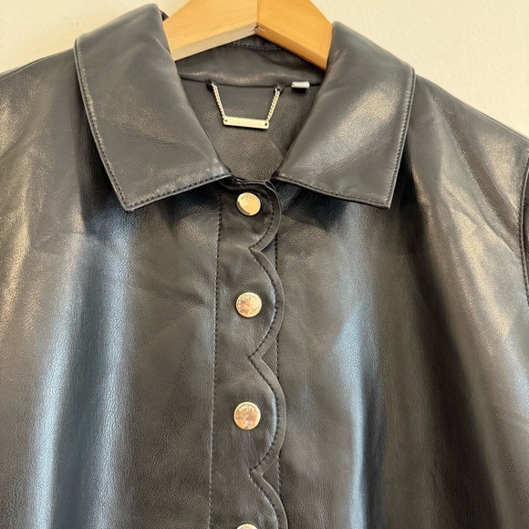 Chico’s Scallop Trim Faux Leather Shacket Modern Chic Edgy 6 - Picture 5 of 11